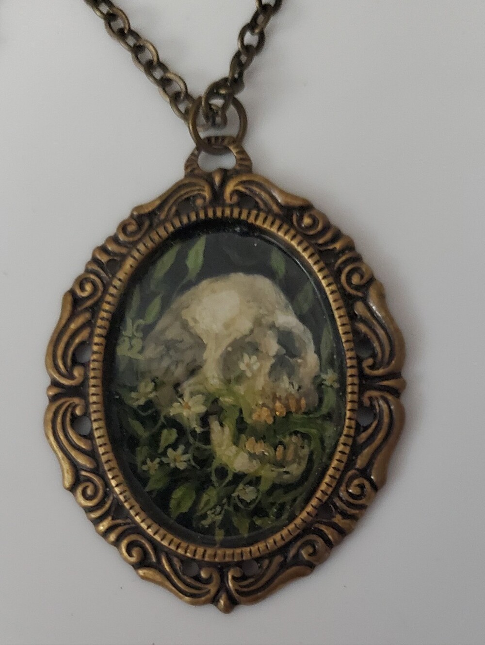 Spooky Halloween Skeketon Necklace And Earring Cameo Costume Party Skull